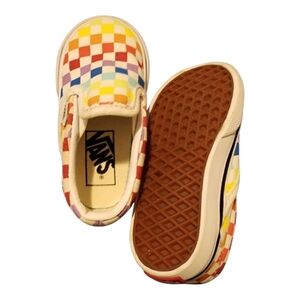 Vans Kids Multicolor Checkerboard Slip-On Shoes Size 5 TODDLER